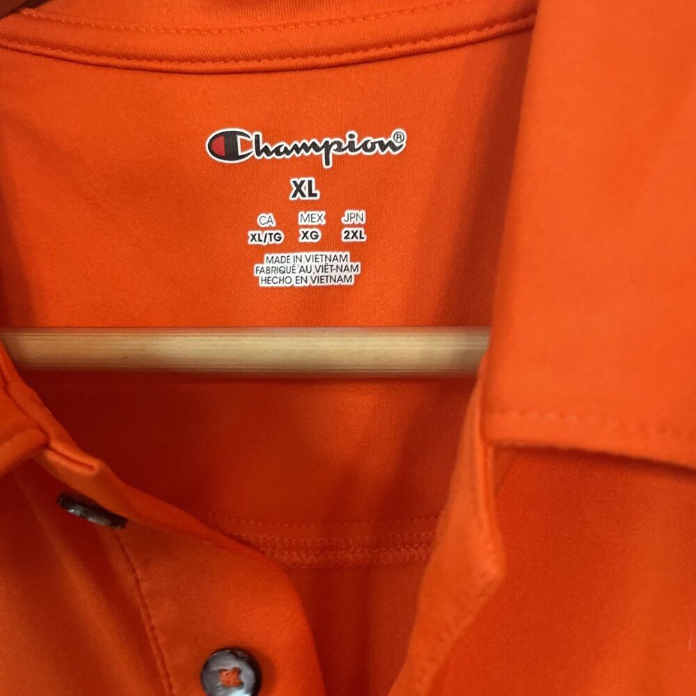 Champion Golf Polo Shirt Clemson Tigers Mens XL NCAA Performance Orange Striped - Picture 5 of 9